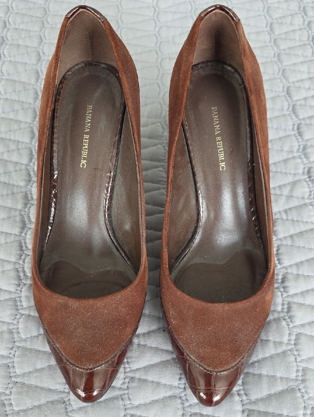 Banana Republic Brown Suede and Patent Toe Pointed Pumps